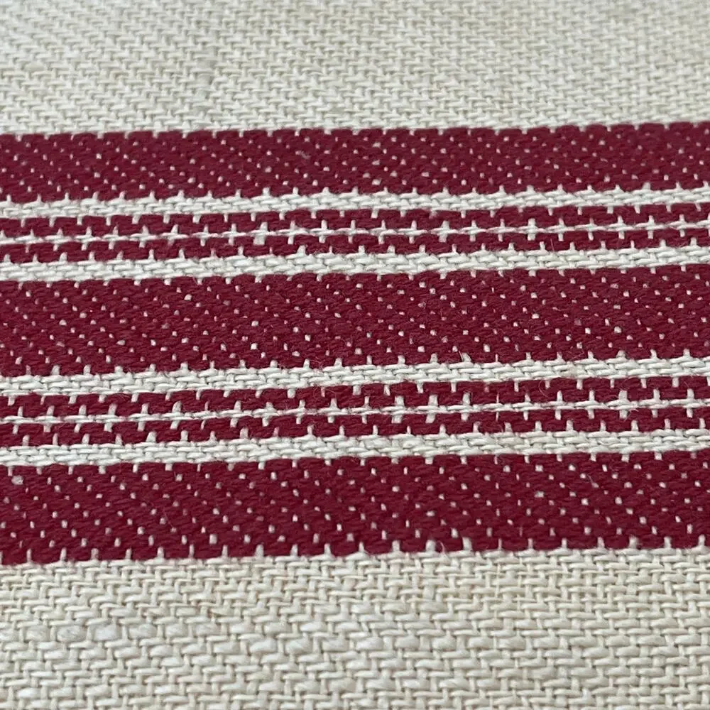 Pottery Barn Linen Blend Throw Pillow 16 x 26 in 100% Cotton Filled Red Striped